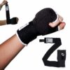 Schwarze Schlupfbandagen Easy Wrap mit Polsterung und angenähter Bandage, erhältlich in zwei Größen.