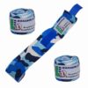 Halbelastische Boxbandagen in Blau-Weißem Camouflage-Design mit Daumenschlaufe und Klettverschluss.