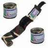 Halbelastische Boxbandagen im Camouflage-Design in Grün-Braun mit Daumenschlaufe und Klettverschluss.