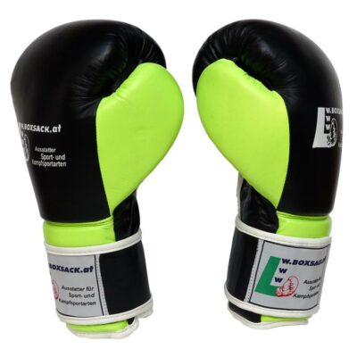 Boxhandschuhe FORCE NEON GREEN aus strapazierfähigem Rindsleder mit Mesh Bild a