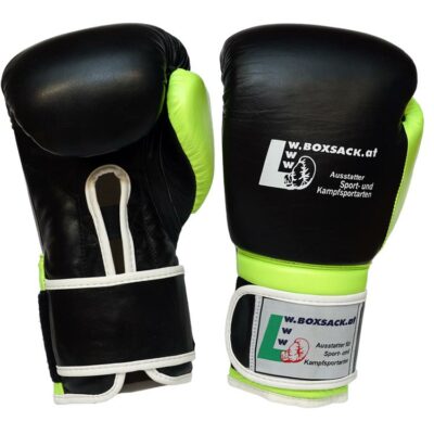 premium boxhandschuhe force neon green aus echtleder, ergonomisch und mit professionellem klettverschluss.
