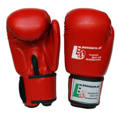 Rote Boxhandschuhe POWER – FIT mit angenähtem Daumen und Klettverschluss, Österreich.