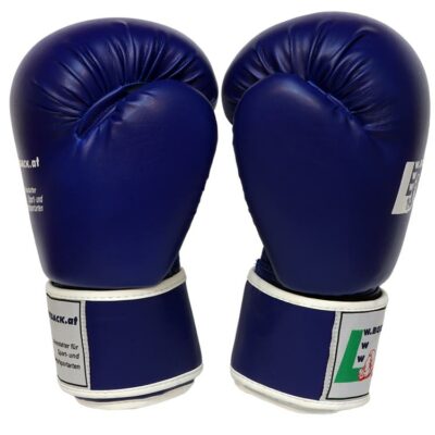 Blaue Boxhandschuhe POWER – FIT aus Kunstleder, mit breitem Klettverschluss, Österreich.