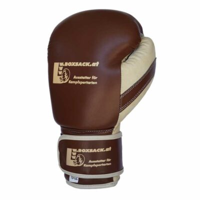 Old Style Boxhandschuh mit doppelt vernähtem braunen Kunstleder, Österreich.