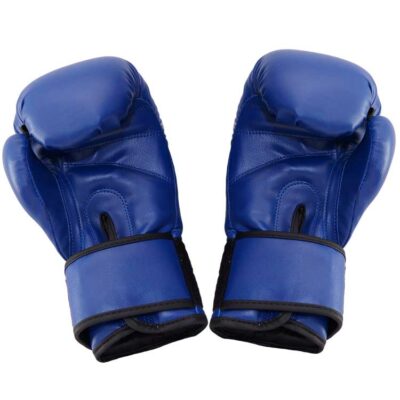 Rückansicht der blauen JUNIOR – STAR Boxhandschuhe aus hochwertigem Material, Österreich.