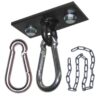 Boxsack Halterung Set mit 2 Löchern in Schwarz, inklusive Karabinerhaken und Kette, ideal für Österreich.