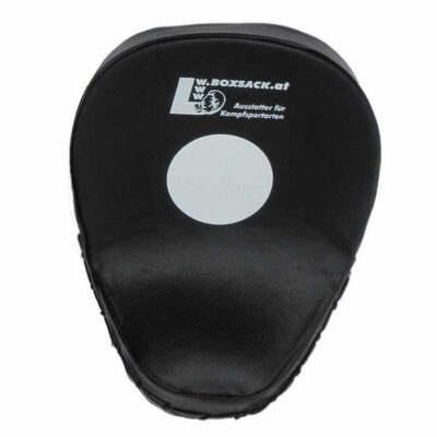 Schwarze Vinyl-Pratzen, Vorderansicht mit weißem Zielpunkt für präzises Training.