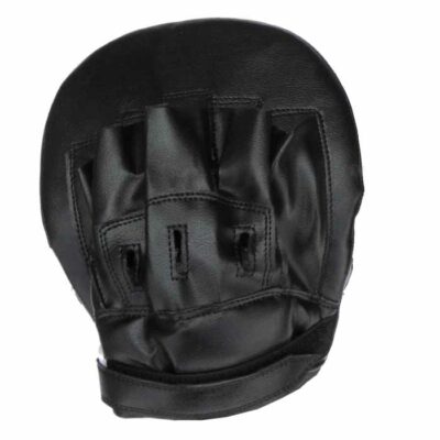 Schwarze Pratzen aus Vinyl in seitlicher Ansicht, ergonomische Form mit Klettverschluss.