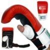 Detailansicht der STRIKE Leder-Sandsackhandschuhe mit verstärktem Klettverschluss.