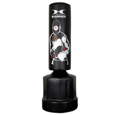 Standboxsack Boxdummy Sparring Pro von HAMMER Sport mit markierten Schlagpunkten und stabilem Standfuß.