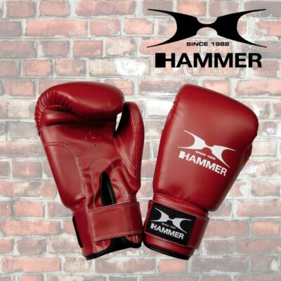 Rote Boxhandschuhe aus PU-Material in Größe 10 oz von Hammer Sport, speziell für das Heimtraining in Österreich.