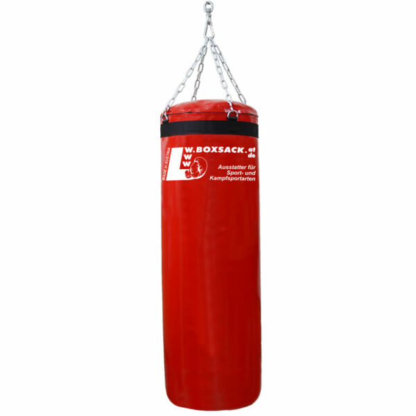 Drei gefüllte Boxsäcke der Serie Goliat in Rot, Schwarz und Blau, mit dem Schriftzug 'GEFÜLLT', auf weißem Hintergrund.