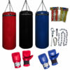 Boxsack Set Mega Paket gefüllt mit Handschuhen, Deckenset und Zubehör, ideal für Boxtraining in Österreich.