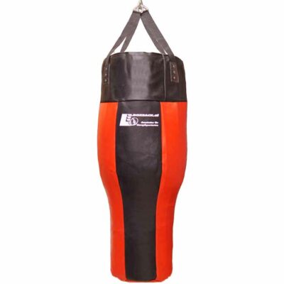 Hochwertiger Boxsack UPPERCUT aus dickem Rindsleder in Schwarz/Rot, ungefüllt, 150 cm lang, ideal für Österreich.