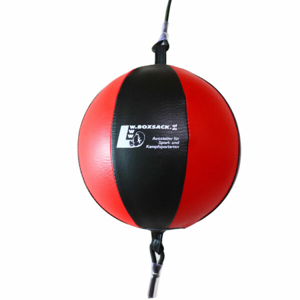Doppelendball aus Kunstleder in Schwarz und Rot, ideal für Box- und Reflextraining in Österreich.