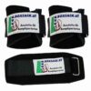 Schwarze Gewichtheber-Armmanschette aus Neopren mit Klettverschluss fĂĽr sicheren Halt beim Krafttraining.