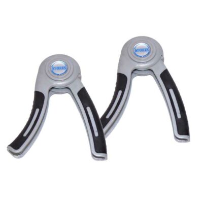 Hand Grips (Fingerhantel) in Grau-Schwarz mit ergonomischem Kunststoffgriff und Stahlfeder für effektives Hand- und Unterarmtraining.