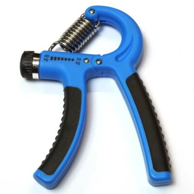 Verstellbare Fingerhantel in Blau mit rutschfestem Griff und Widerstandsbereich von 5 bis 60 kg.