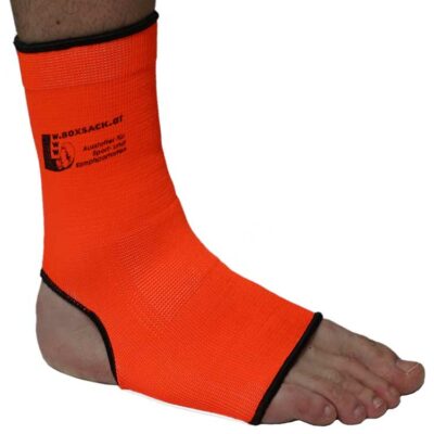 Elastische Fußgelenkbandage in Neon-Orange für Training und Sport.