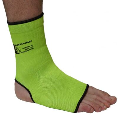 Elastischer Knöchelschoner in Neon-Grün für Fußgelenk- und Fersenschutz.