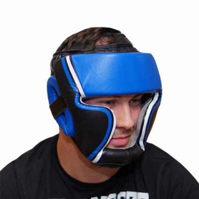 Kopfschutz Leder Blau Schwarz - b
