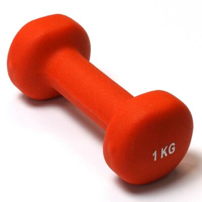 Neopren Kurzhantel in leuchtendem Orange, ergonomisches Design, 1 kg Gewicht.