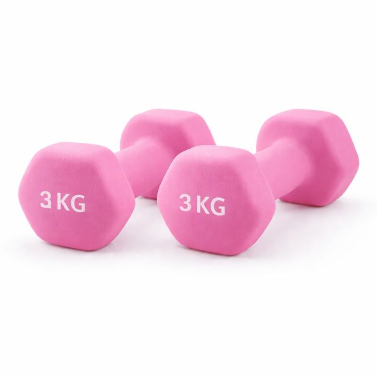 Neopren Kurzhantel in Türkis, modernes Design, 3 kg Gewicht.