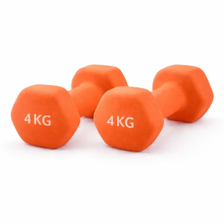 Neopren Kurzhantel in Dunkelgrau, hochwertige Verarbeitung, 4 kg Gewicht.