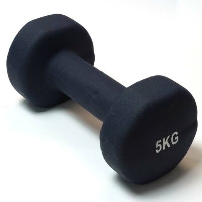 Neopren Kurzhantel in Dunkelblau, optimale Form fĂĽr Workouts, 5 kg Gewicht.