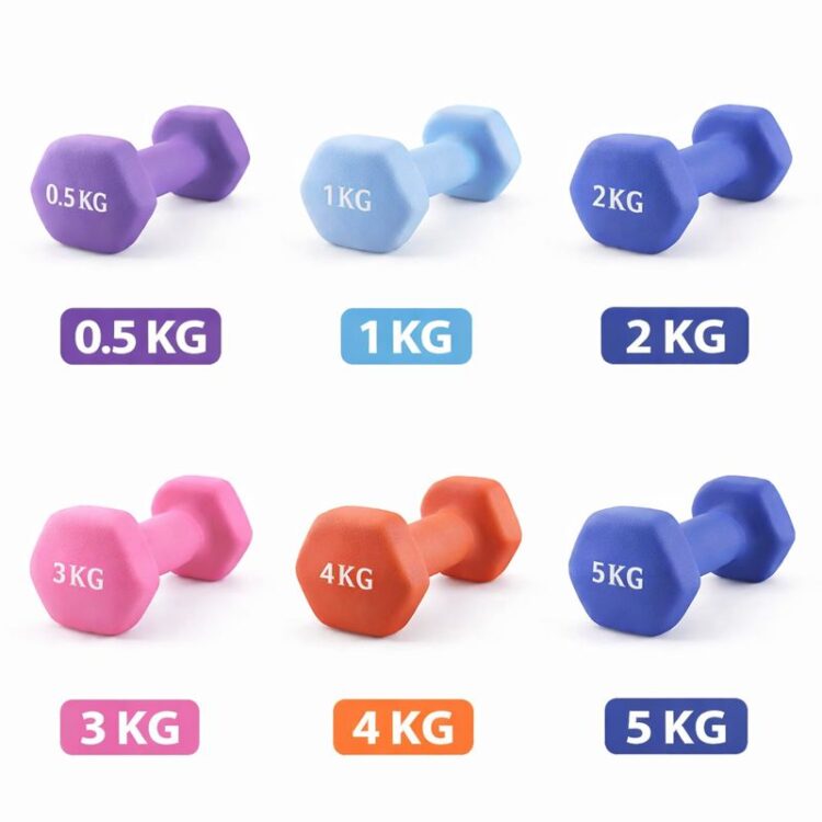 Neopren Kurzhantel in Nahaufnahme, Gewicht 1 kg, Farbe Orange.