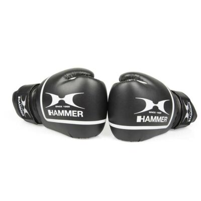 seitenansicht der boxhandschuhe fit 2 hammer boxing in schwarz mit integriertem lĂĽftungssystem.