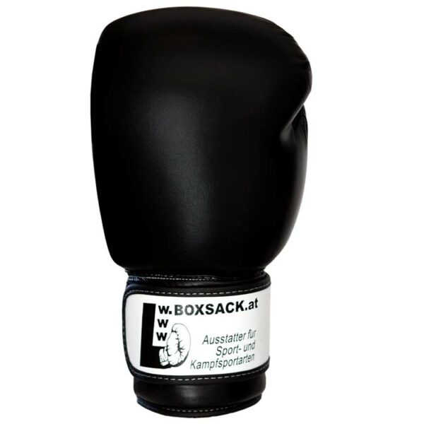 Boxhandschuhe Elite Schwarz-Weiß mit schweißabweisendem Material und breitem Klettverschluss.