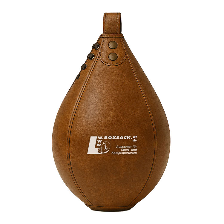 Hochwertige braune Speedball aus Leder für professionelles Boxtraining, ideal für schnelle Schlagkombinationen und Reflextraining.