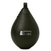 Schwarze Speedball aus robustem Leder für schnelles Boxtraining und präzise Schlagübungen.
