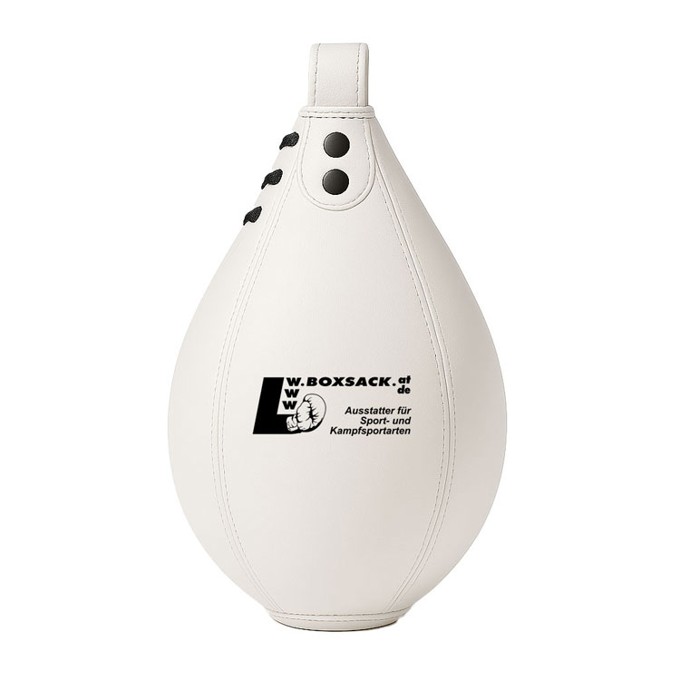 Weiße Speedball aus hochwertigem Leder für schnelles Reflex- und Boxtraining.