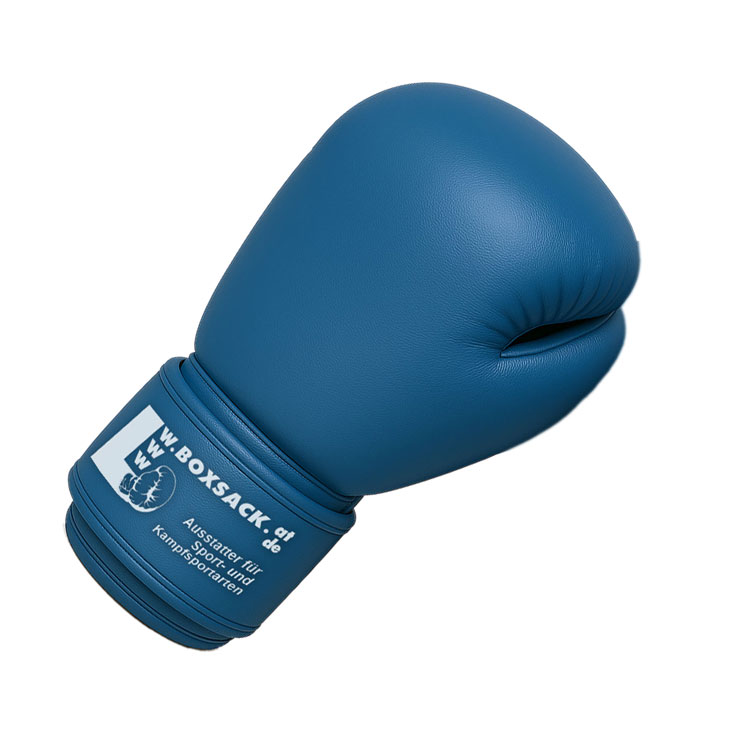 Einzelner blauer Boxhandschuh Impact X aus hochwertigem Rindsleder.