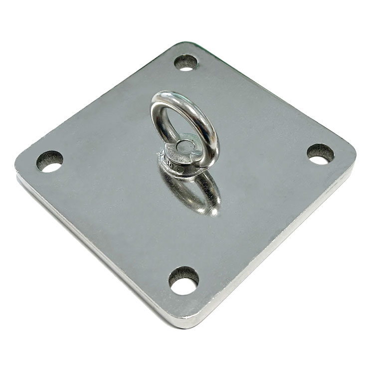 Hochwertige Boxsack-Halterung aus Edelstahl mit 4-Loch-Befestigung für eine stabile Deckenmontage im Home-Gym.