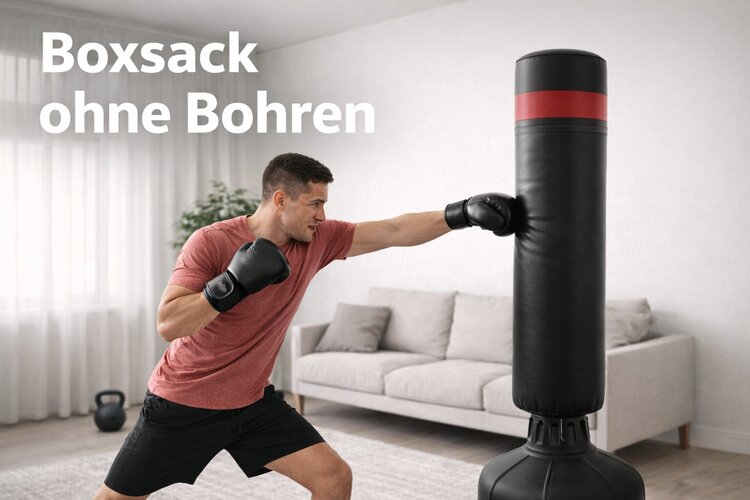 Standboxsack ohne Bohren im Wohnzimmer – Training ohne Wandmontage